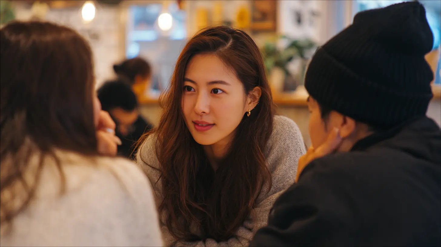 People having a conversation in Seoul, South Korea, illustrating nunchi, the Korean cultural concept of reading social cues and understanding the atmosphere of a situation.