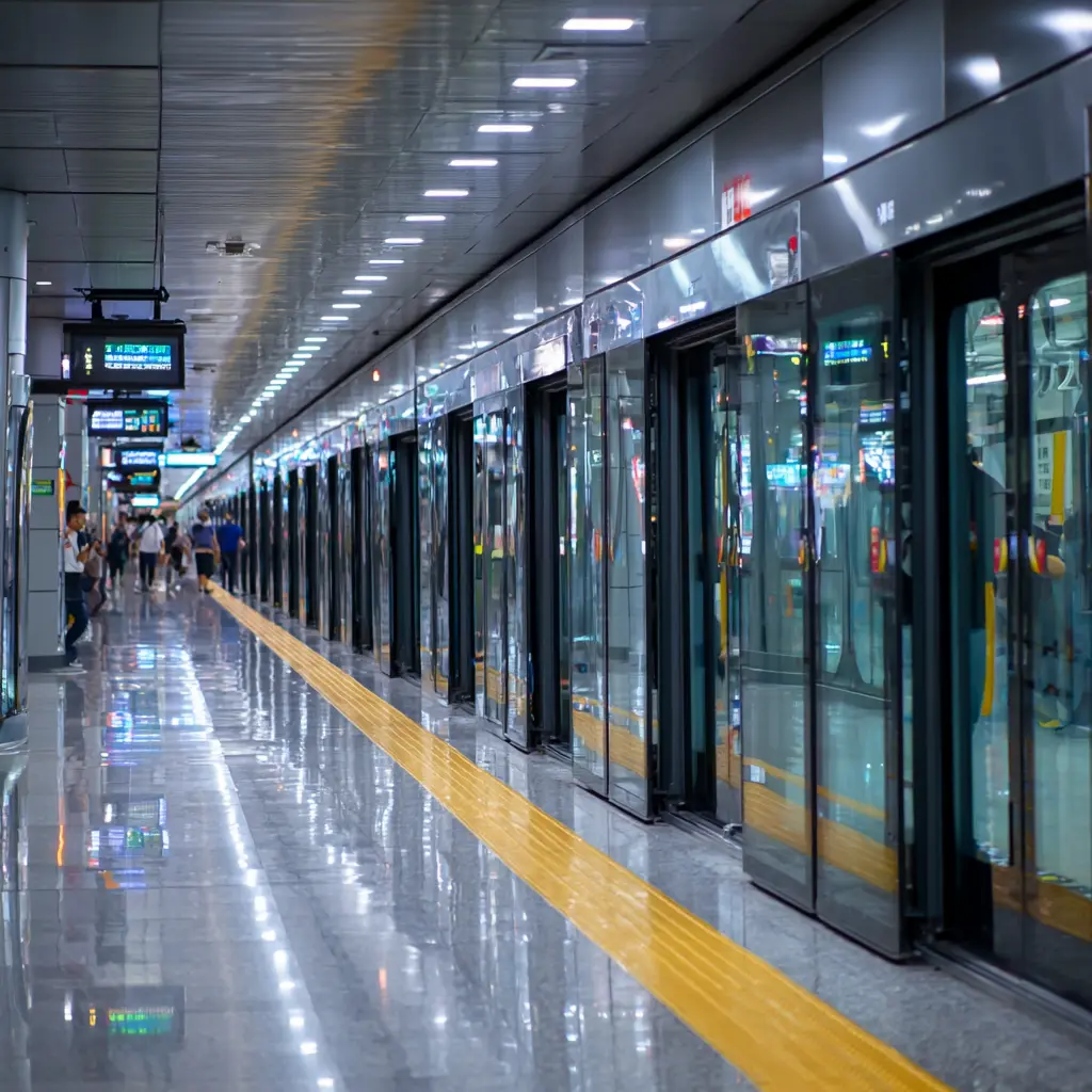 Seoul subway screen doors synchronized with train doors at Gangnam Station, demonstrating Korean safety innovation and modern urban transportation infrastructure