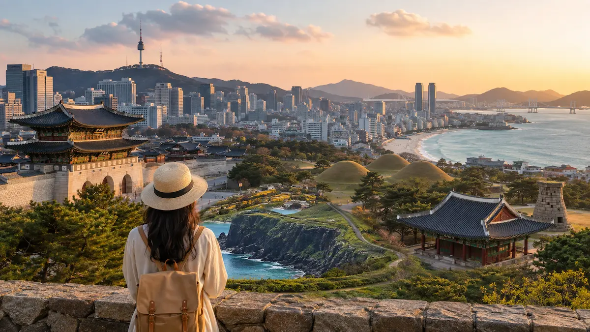 South Korea travel destinations including Seoul, Busan, Gyeongju and Jeju